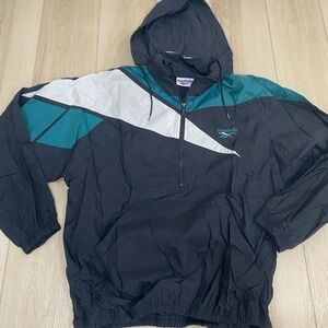 Vintage Reebok Jacket Mens L Green White Colorblock Full Zip Windbreaker 90s
